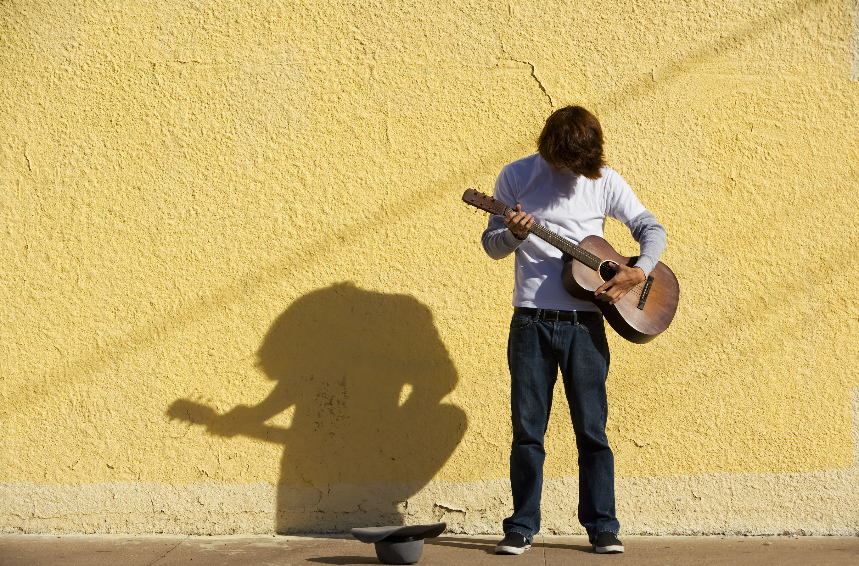 Musician, busker, guitar