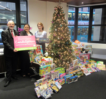 Walker Morris lighting up Christmas with their toy donations to Candlelighters and Swinnow Children's Centre