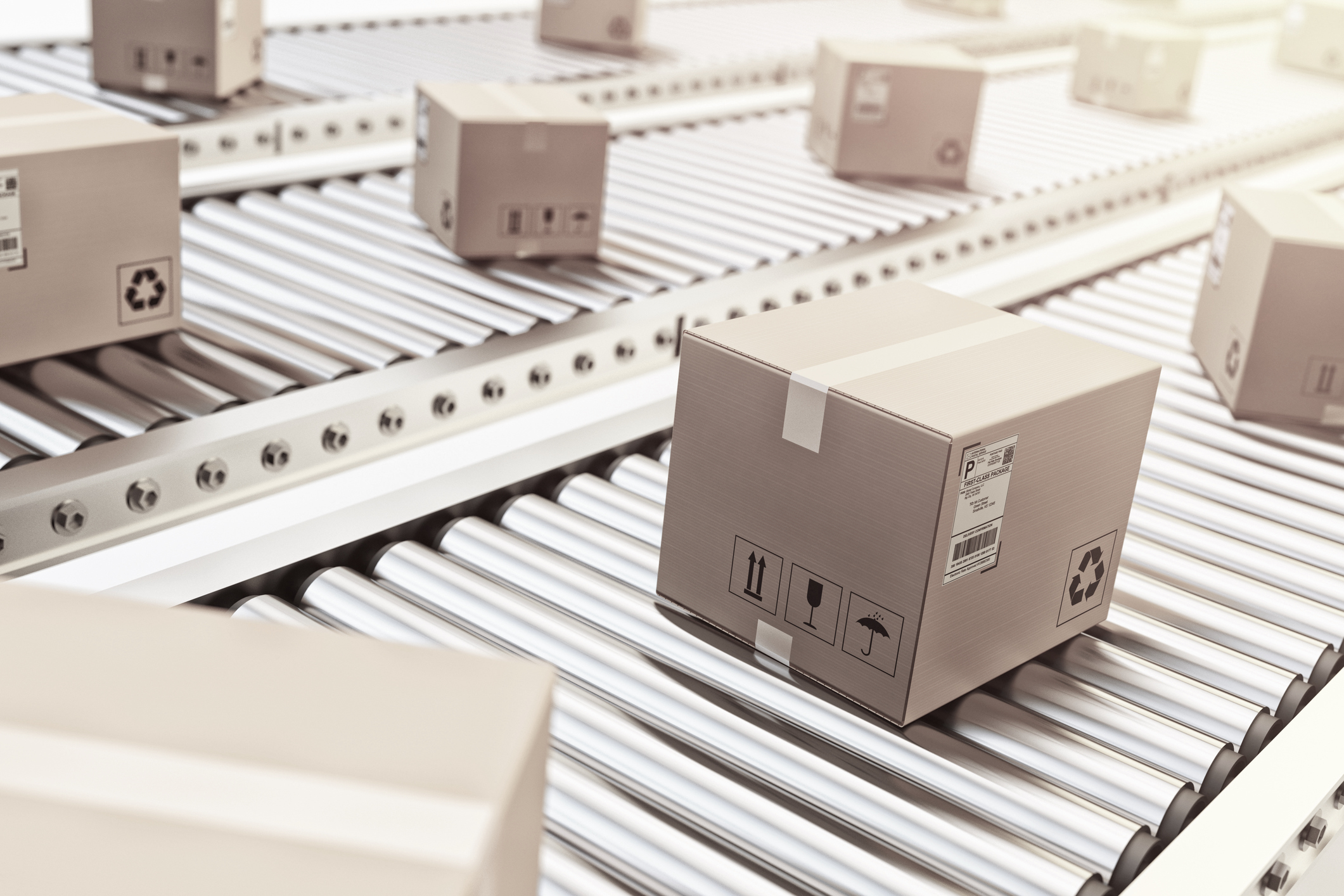 goods, grey market, package, conveyor belt, delivery, amazon