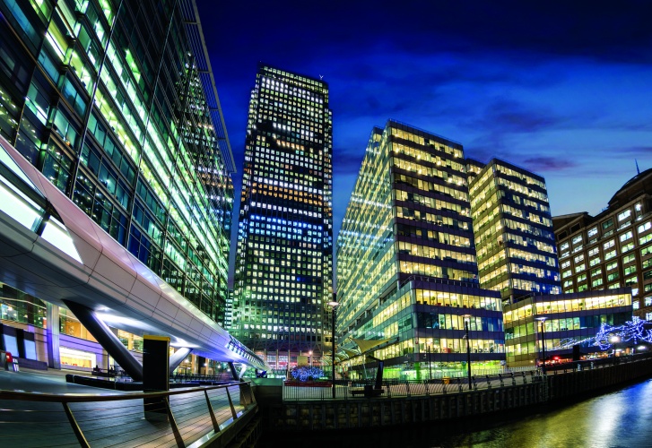 The skyscrapers of the financial district of London