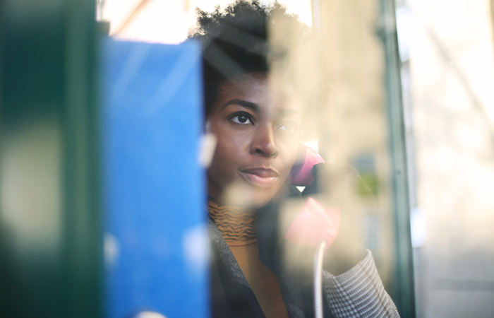 Girl in a phone box