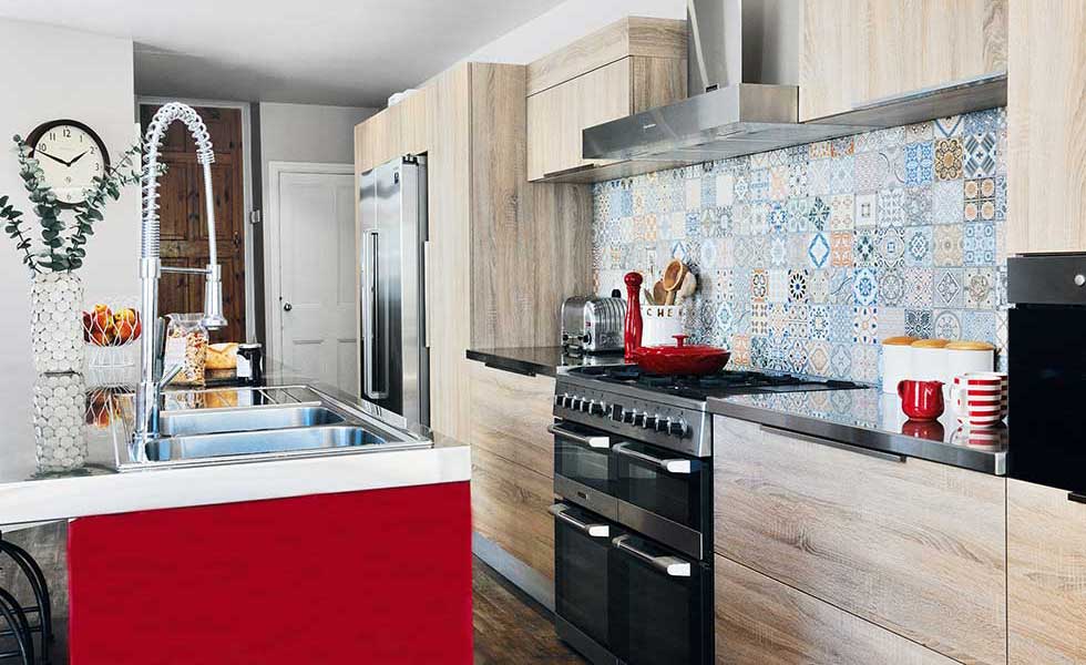 colourful tiles in a kitchen