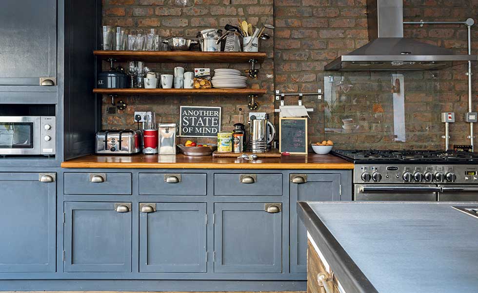dark brick decorating ideas in an industrial kitchen