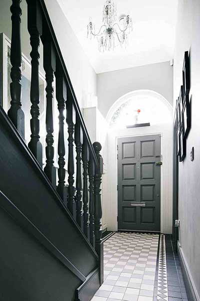 dark monochrome decorating ideas for a hallway