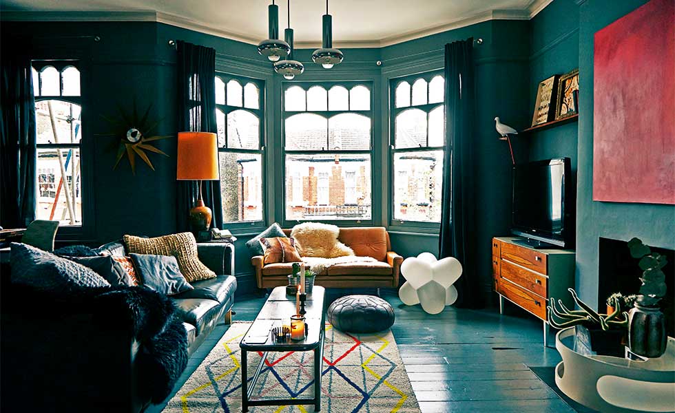 Stunning dark grey living room