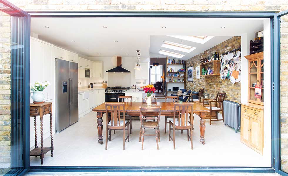 side return extension with exposed brick wall