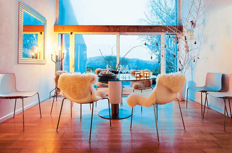 Scandinavian style dining table with great view