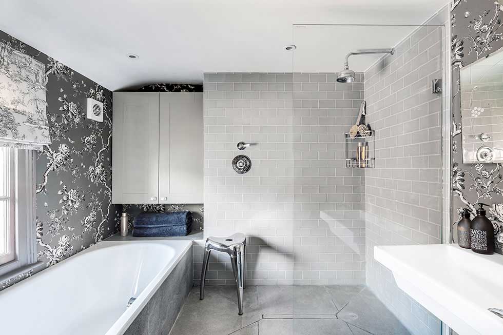 grey metro tiles in a bathroom