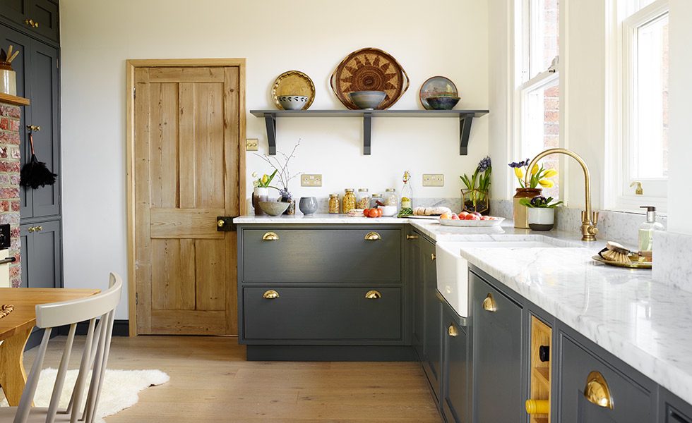 Deep grey country kitchen