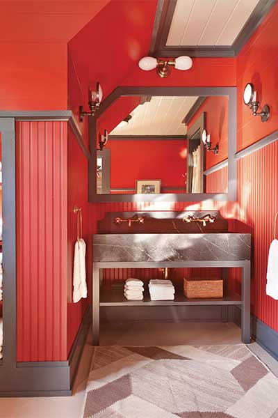 Bold red bathroom