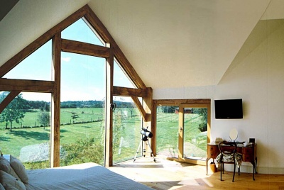 heritage oak frame timber house architecture build glazing living room