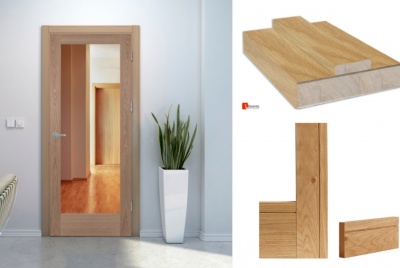 GREEN TREE Pre-Finished Oak Shaker 1 Light Clear Glass Door Set with Prefinished Door Lining & Architrave
