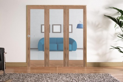 Unfinished Oak Shaker 1 Light Clear Glass Internal Bifold System