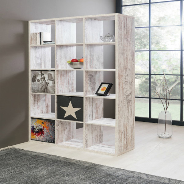 The Version Shelving Unit – seen here in Fresco Oak – can be used as a room divider while offering valuable storage space. £149.95, furnitureinfashion.net