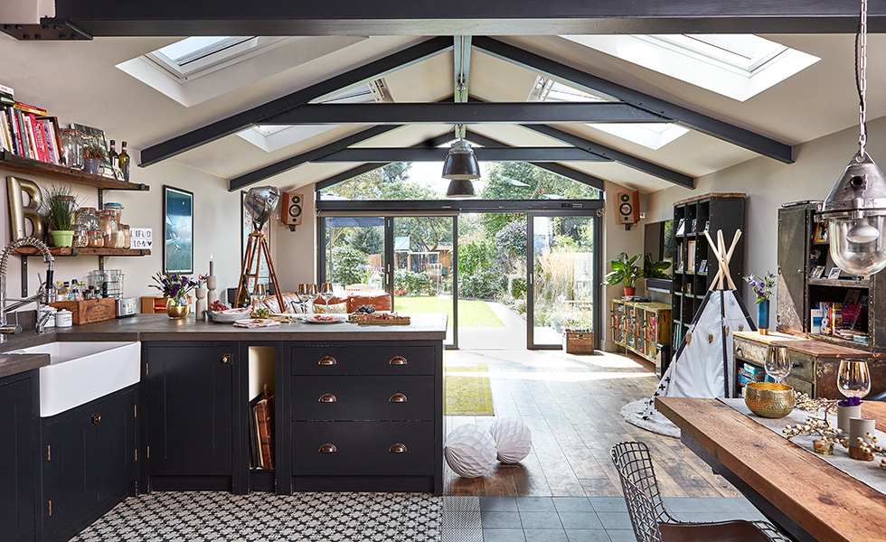 open plan kitchen diner and living area