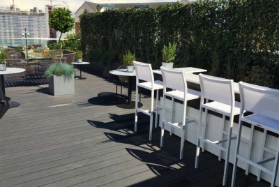Clarity Charcoal composite decking used on a rooftop bar