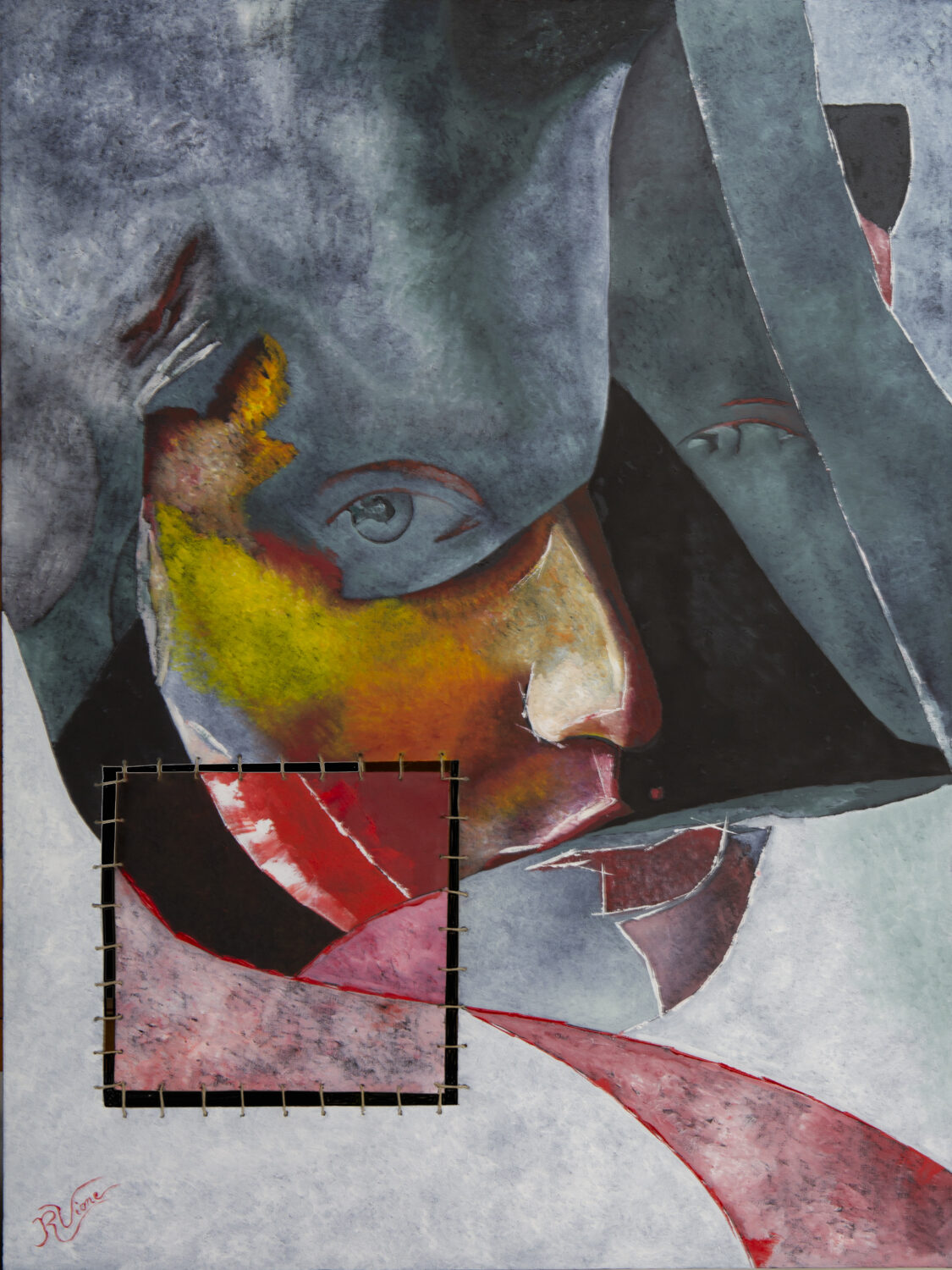 129 La madre ferita 60x80 olio e acrilico e corda su tela novembre2021