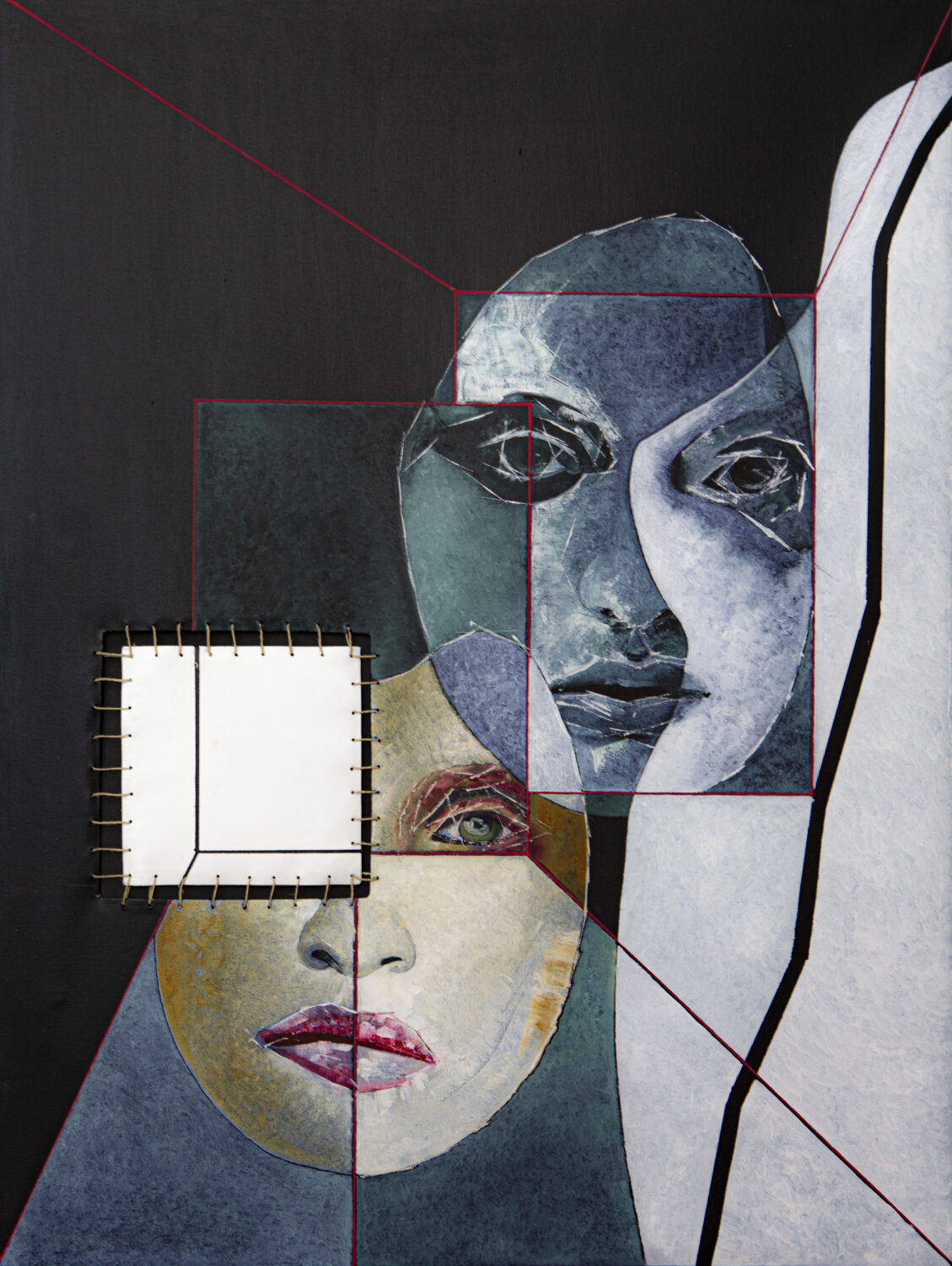 133 La cecità - Una truffa ecologica 60x80 olio e acrilico e corda su tela gennaio 2022