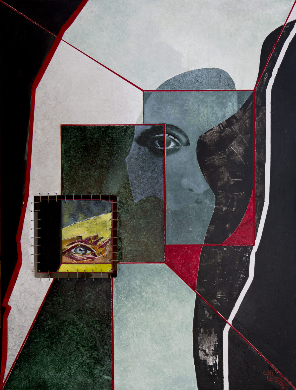 134 La grande cecità 60x80 olio e acrilico e corda su tela gennaio 2022