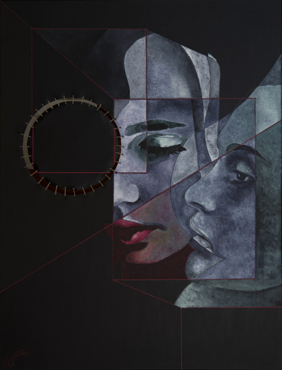 136 Buco nero nel cuore dell'occidente 60x80 olio e acrilico e corda febbraio 2022