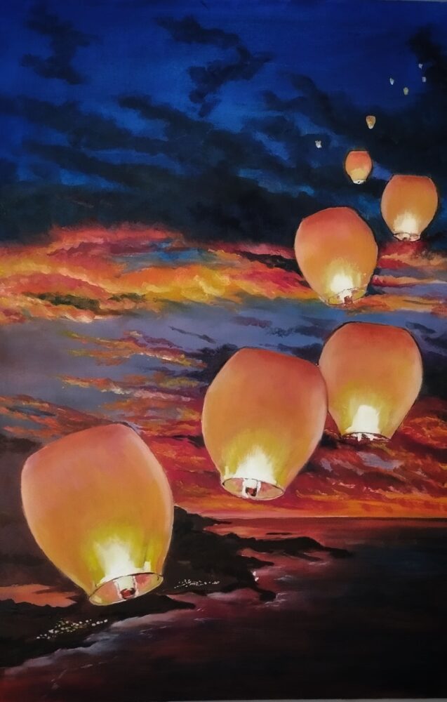 lanterne olio su cartone 40 x 60