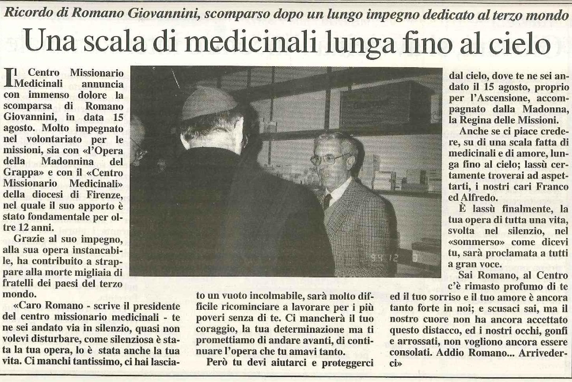 Toscana Oggi 6 Settembre 1998 Centro Missionario Medicinali ONLUS