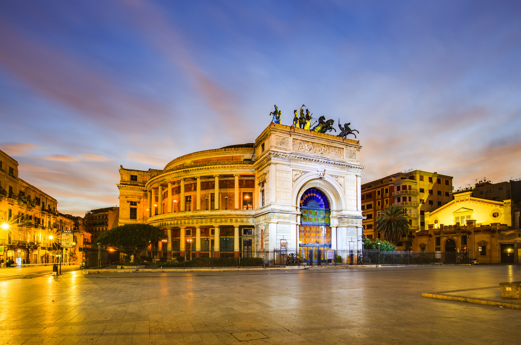 Palermo City in Sicily, Italy. Politeama Theater Palermo City in Sicily, Italy. Politeama Theater