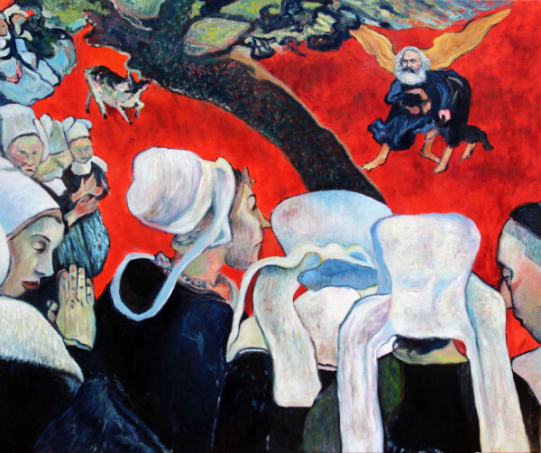Látomás prédikáció után: Marx nem engedi Jákobot a mennybe, mert szerinte az nincs Gauguin műtermében