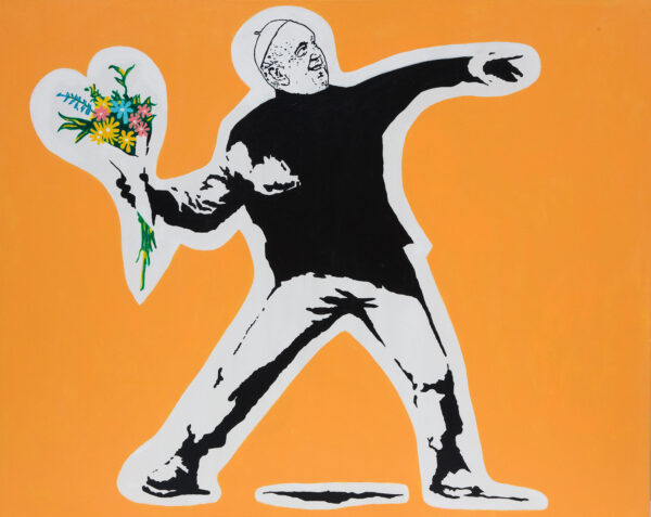 Ferenc pápa a vallási fanatizmus ellen tüntet Banksy műtermében