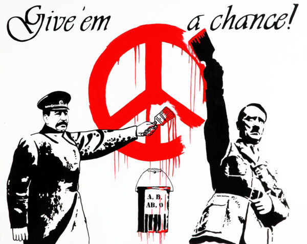 Beatles-rajongók graffitiznek Banksy műtermében