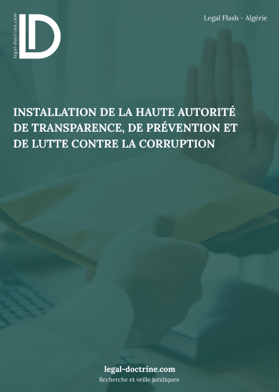 Installation de la Haute autorité de transparence, de prévention et de lutte contre la corruption