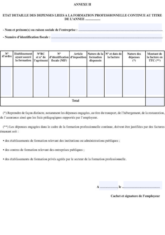 Taxe de formation professionnelle continue d'apprentissage - annexe 2