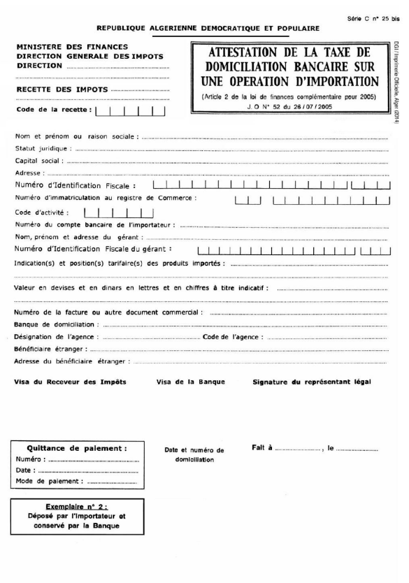 CN° 25 conservé par la banque