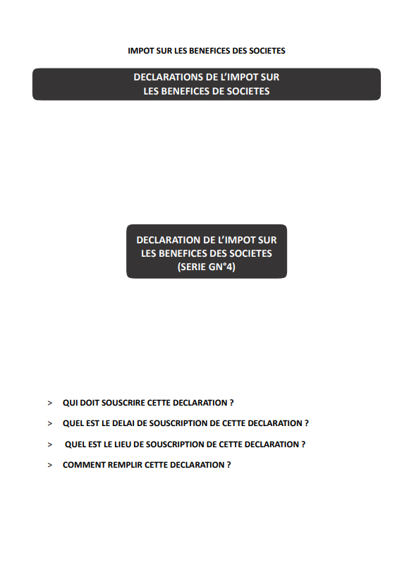 Notice comment remplir la déclaration GN° 4 de l'impôt sur les bénéfices de sociétés