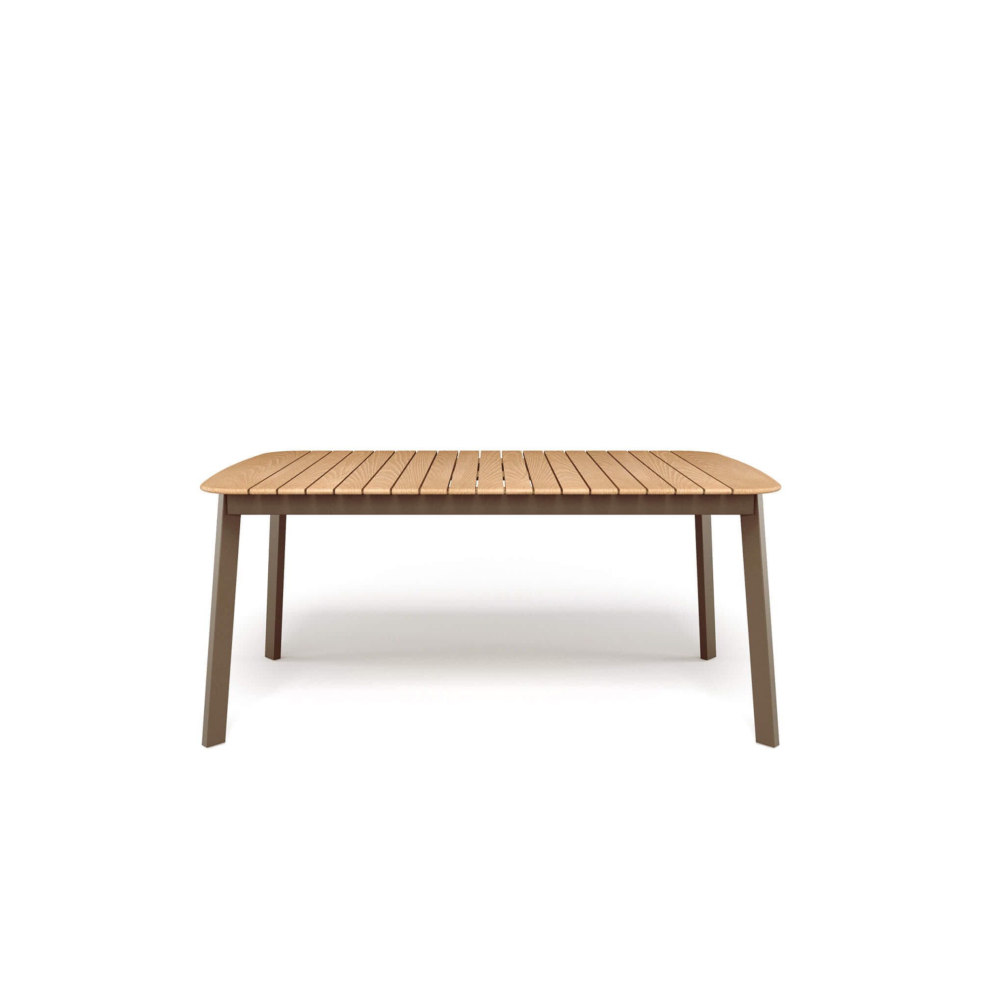 Tavolo-rettangolare-con-piano-in-teak-166x100-Shine-da-giardino-in-Alluminio-e-Teak-EMU-arredamenti-da-esterno Il tavolo rettangolare Shine, disegnato da Arik Levy e realizzato in alluminio e teak, incarna uno stile di vita contemporaneo fatto di essenzialità ed eleganza naturale. Concepito per accompagnare con stile i momenti di convivialità quotidiana, si adatta perfettamente a spazi aperti o minimalisti, creando un'atmosfera rilassata e accogliente dove il design si fonde armoniosamente con la vita di tutti i giorni. Le linee pulite e leggere definiscono un'estetica sobria ma distintiva, capace di inserirsi con naturalezza in contesti moderni, sia residenziali che contract. La struttura in alluminio garantisce versatilità e resistenza, rendendo il tavolo adatto sia a spazi interni che esterni. L’ampio piano in teak 166x100 cm, elegante e materico, aggiunge una sensazione calda e naturale, creando un raffinato dialogo con il metallo. Un dettaglio che arricchisce l’esperienza estetica e sensoriale, rendendo il tavolo Shine confortevole e piacevole anche al tatto.