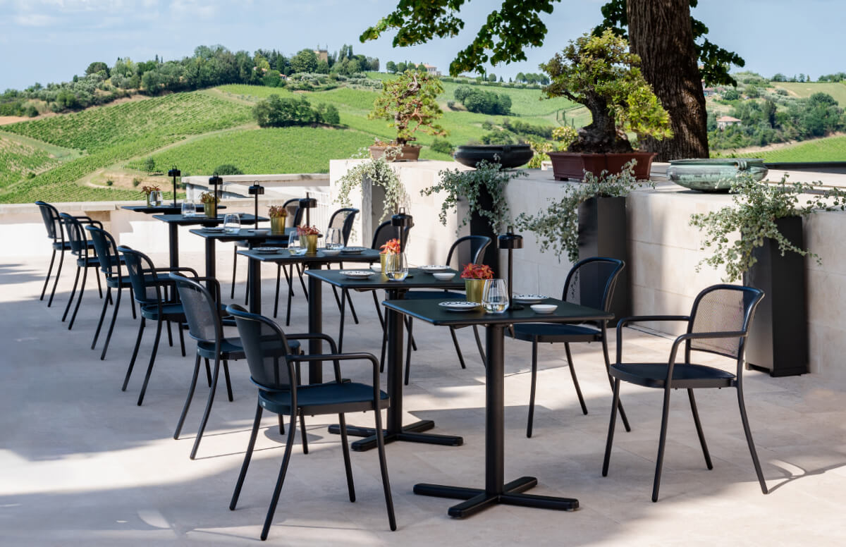 Table De Jardin Prato En Acier Noir - 70x70x69,5 Cm, Style Mosaïque