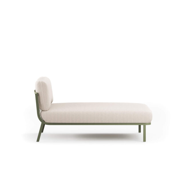 Cabla, designed by Lucidi-Pevere, is a modular and assemblable upholstered system conceived to guarantee high compositional freedom. Using just three elements - single linear seat, chaise longue, and armrest - it allows for numerous configurations, adaptable to different spaces and design styles. The Cabla lounge chair without armrests stands out for its stainless steel metal frame, paired with the comfort of the cushions and the chromatic richness of outdoor fabrics. A perfect balance of design, resistance, and versatility, making the system ideal for marine environments too. The lounge chair can be complemented with a Cabla low table in wire mesh, available in different shapes, sizes, and heights, to offer functional and coordinated solutions.