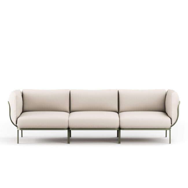 Cabla, designed by Lucidi-Pevere, is a modular and assemblable upholstered system designed to offer high compositional freedom. With just three modules - single linear seat, chaise longue, and armrest - the system allows for numerous configurations, adapting to different space and style needs. The structure of the Cabla 3-seater sofa features a stainless steel metal frame, a distinctive sign of EMU's historical know-how, which combines with the comfort and chromatic richness of outdoor fabrics. This combination ensures design versatility and resistance, making the sofa ideal for multiple settings, including marine environments. The 3-seater sofa can be complemented with the low tables from the same Cabla collection, made of wire mesh, available in different shapes and heights, designed to offer functional and convivial solutions in outdoor and contract settings.