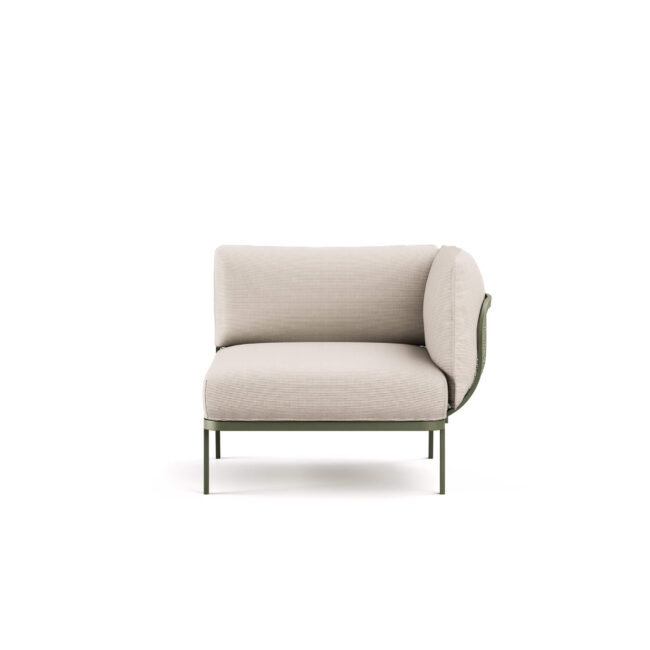 Cabla is a modular and assemblable upholstered system designed by Lucidi-Pevere that expresses high compositional freedom. By combining just three modules - single linear seat, chaise longue, and armrest - it allows for numerous configurations, capable of adapting to different spaces and design styles. The Cabla lounge chair with right armrest stands out for its stainless steel metal frame paired with the comfort of the cushions and the chromatic richness of outdoor fabrics. A blend of design, resistance, and versatility that makes the system ideal for marine environments too.
