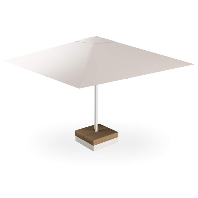 The Maggiore 6x6 meter sunshade, designed by Christophe Pillet, transforms every outdoor space into an elegant and cozy environment. With a surface area of 36 square meters, it offers ample space to set up multiple tables and seating areas, making it perfect for contract contexts or convivial moments with friends and guests. The base can be enriched with a cushion, becoming a practical dining seat that combines comfort and style. The intuitive opening and closing mechanism, the wind-resistant system, and the aluminum joints with a technological design combine functionality and elegance in a simple gesture. Maggiore is completed with a range of accessories designed for comfort and atmosphere: dimmable LED lights, drainage gutter, ground fixing systems, and protective cover. Maggiore is not just a sun shelter, but the refined heart of terraces, gardens, and contract spaces, capable of creating unique convivial moments and timeless elegant atmospheres.