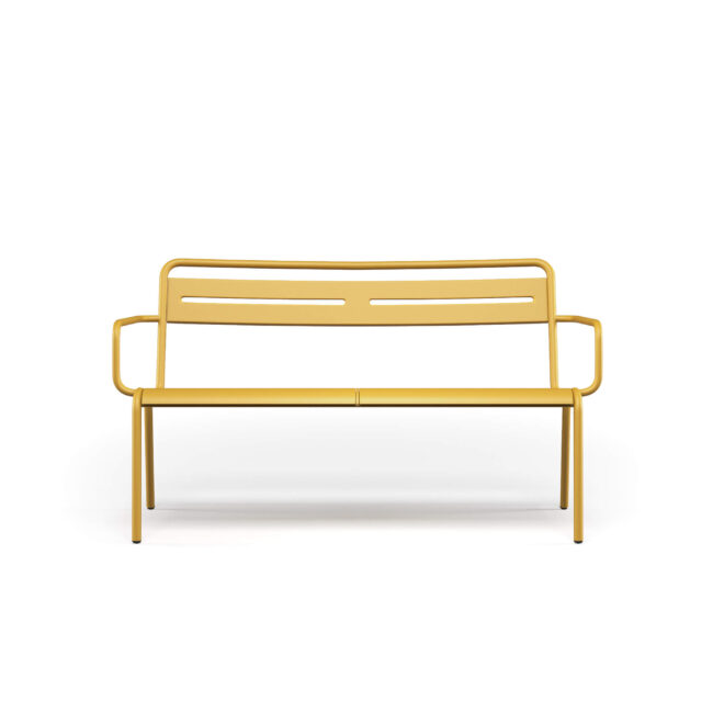 The Star sofa is a versatile seating solution that adapts to various outdoor contexts, both private and contract, ranging from large areas to more contained spaces. Star is a very colorful and informal sofa, ideal for creating cheerful and relaxed atmospheres. The seat is spacious and comfortable, perfect for outdoor moments. The essential and linear design easily integrates into any environment, enhancing the space. For extra comfort, a cushion is available that makes the sofa even cozier.