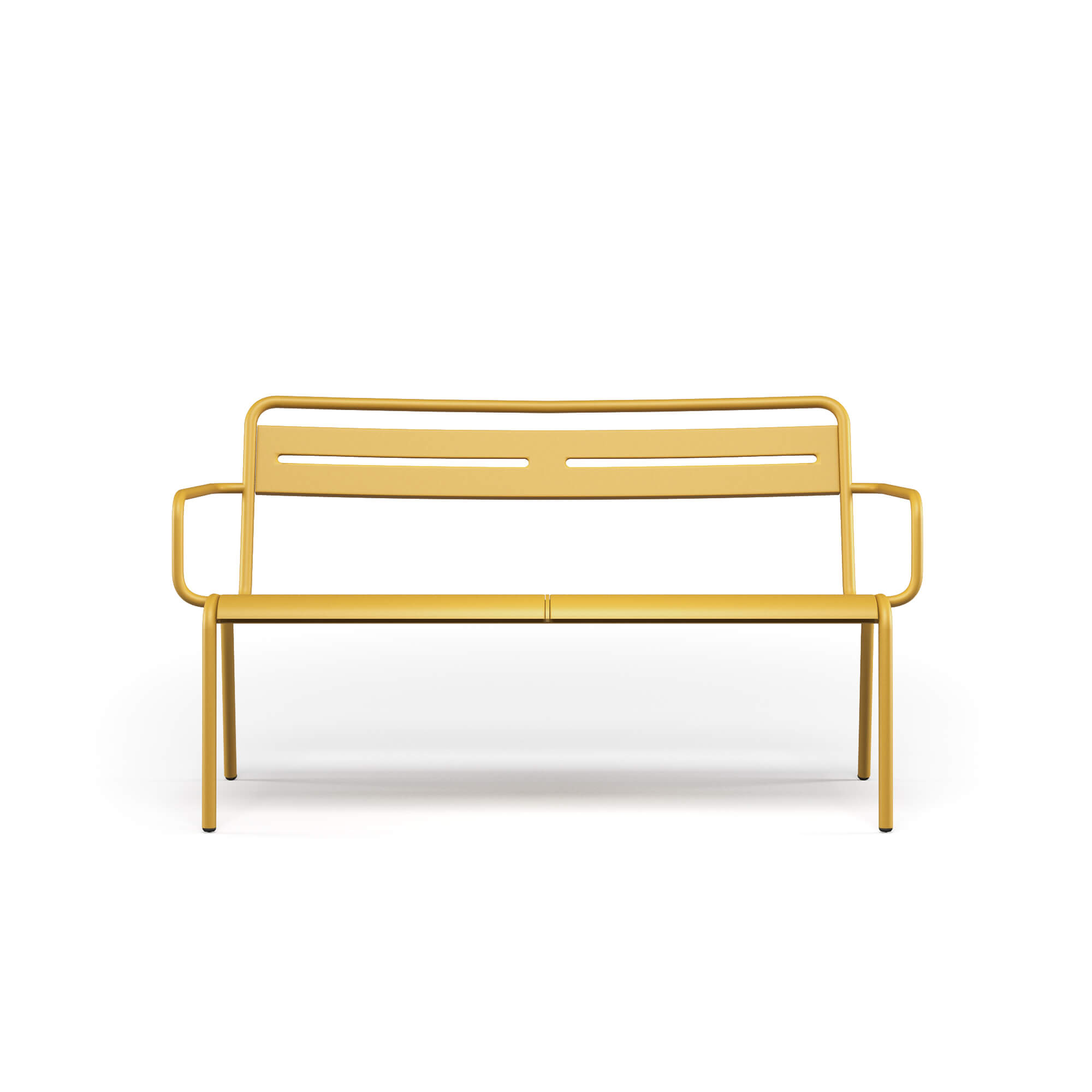 Garden Star Sofa made of Steel EMU outdoor furnitures The Star sofa is a versatile seating solution that adapts to various outdoor contexts, both private and contract, ranging from large areas to more contained spaces. Star is a very colorful and informal sofa, ideal for creating cheerful and relaxed atmospheres. The seat is spacious and comfortable, perfect for outdoor moments. The essential and linear design easily integrates into any environment, enhancing the space. For extra comfort, a cushion is available that makes the sofa even cozier.