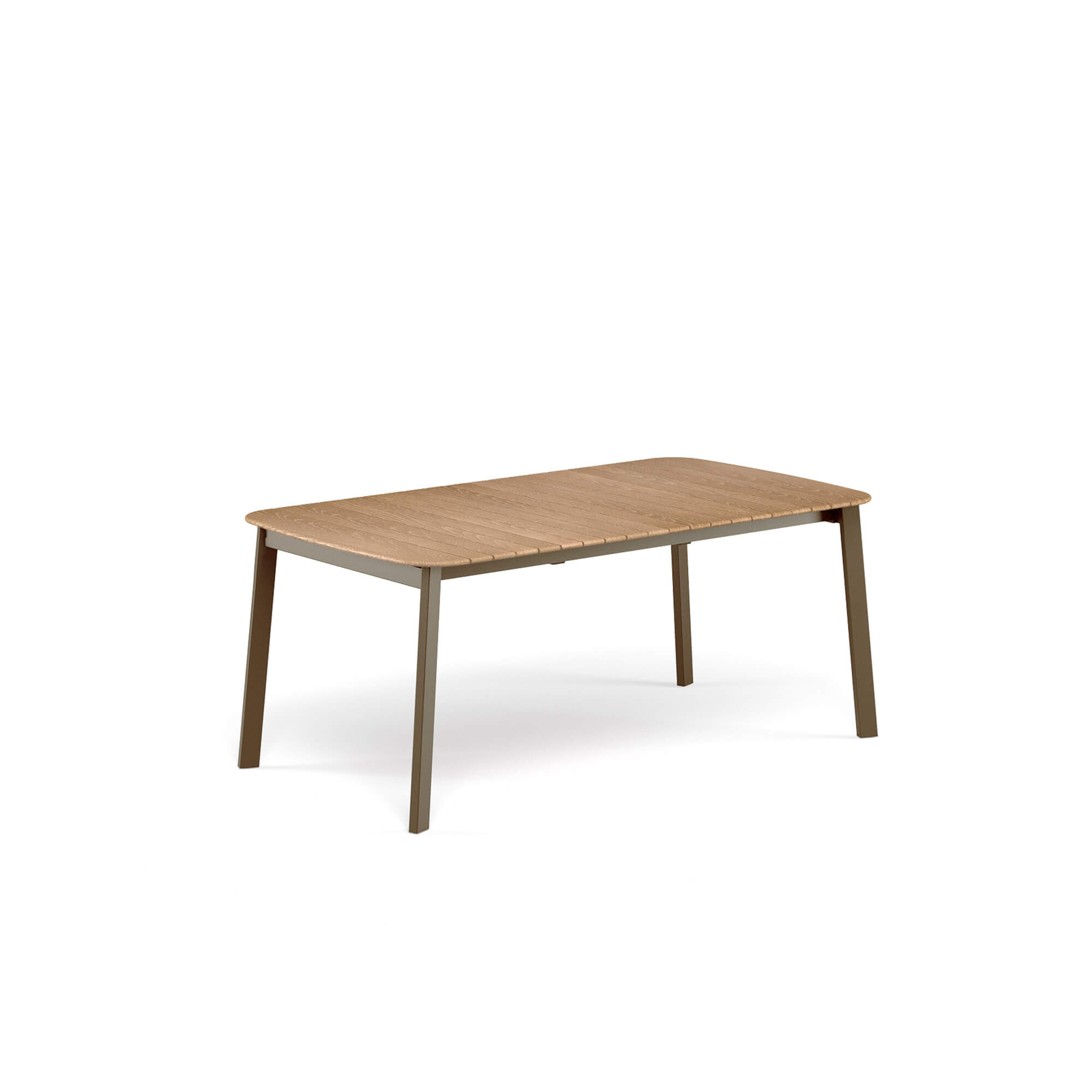 Shine extensible table with teak top 180+56+56x100 cm and base made of aluminium The Shine extensible table, designed by Arik Levy and made of aluminum and teak, embodies a contemporary lifestyle made of simplicity and natural elegance. Designed to stylishly accompany everyday convivial moments, it perfectly adapts to open or minimalist spaces, creating a relaxed and welcoming atmosphere where design harmoniously blends with daily life. The clean and light lines define a sober but distinctive aesthetic, capable of naturally fitting into modern contexts, both residential and contract. The aluminum structure guarantees versatility and resistance, making the table suitable for both indoor and outdoor spaces. The large 180x100 cm teak top adds a textured and natural touch, creating an elegant contrast with the metal. Thanks to the two teak extensions, the top can reach a maximum length of 292cm. The teak top, elegant and textured, adds a warm and natural sensation, creating a refined dialogue with the metal. A detail that enriches the aesthetic and sensory experience, making the Shine table comfortable and pleasant to the touch.