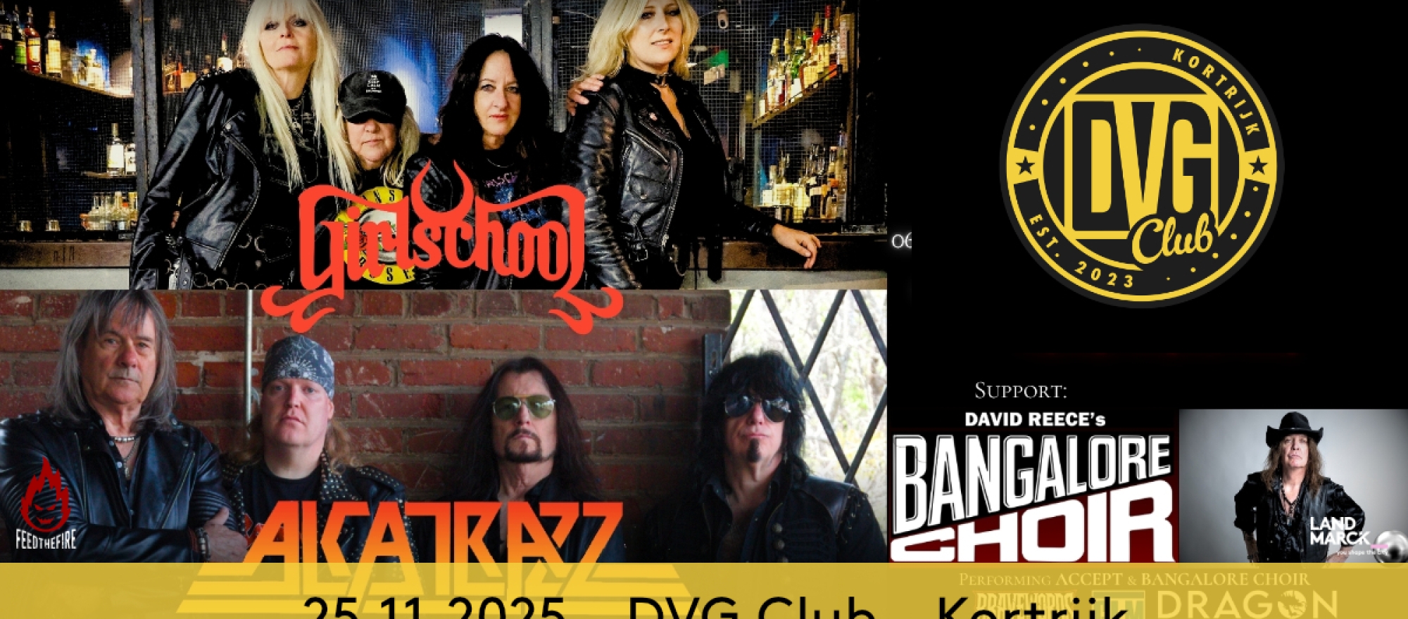 Girlschool + Alcatrazz @ DVG Club, Kortrijk banner