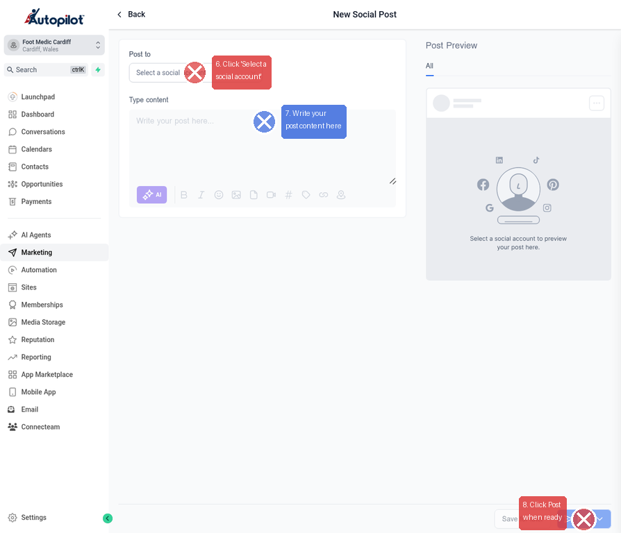 Step 4: Open Post Composer