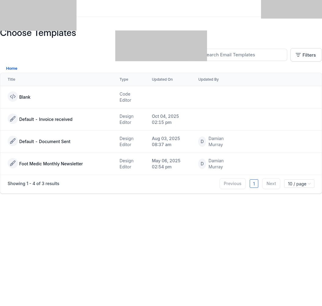 Choose Templates Page
