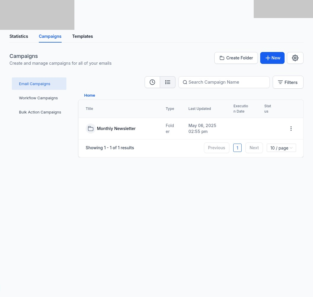 Email Campaigns List