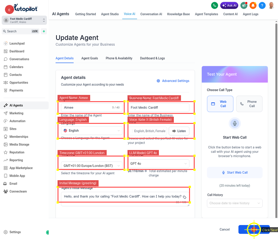 Agent Details Configuration