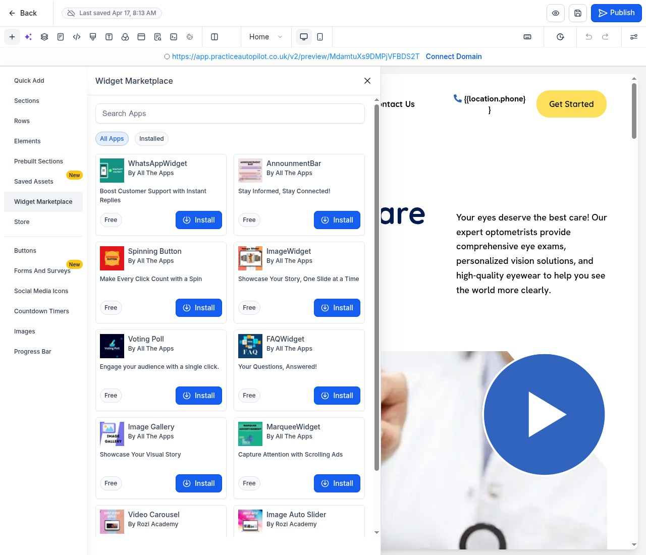 Widget Marketplace Panel