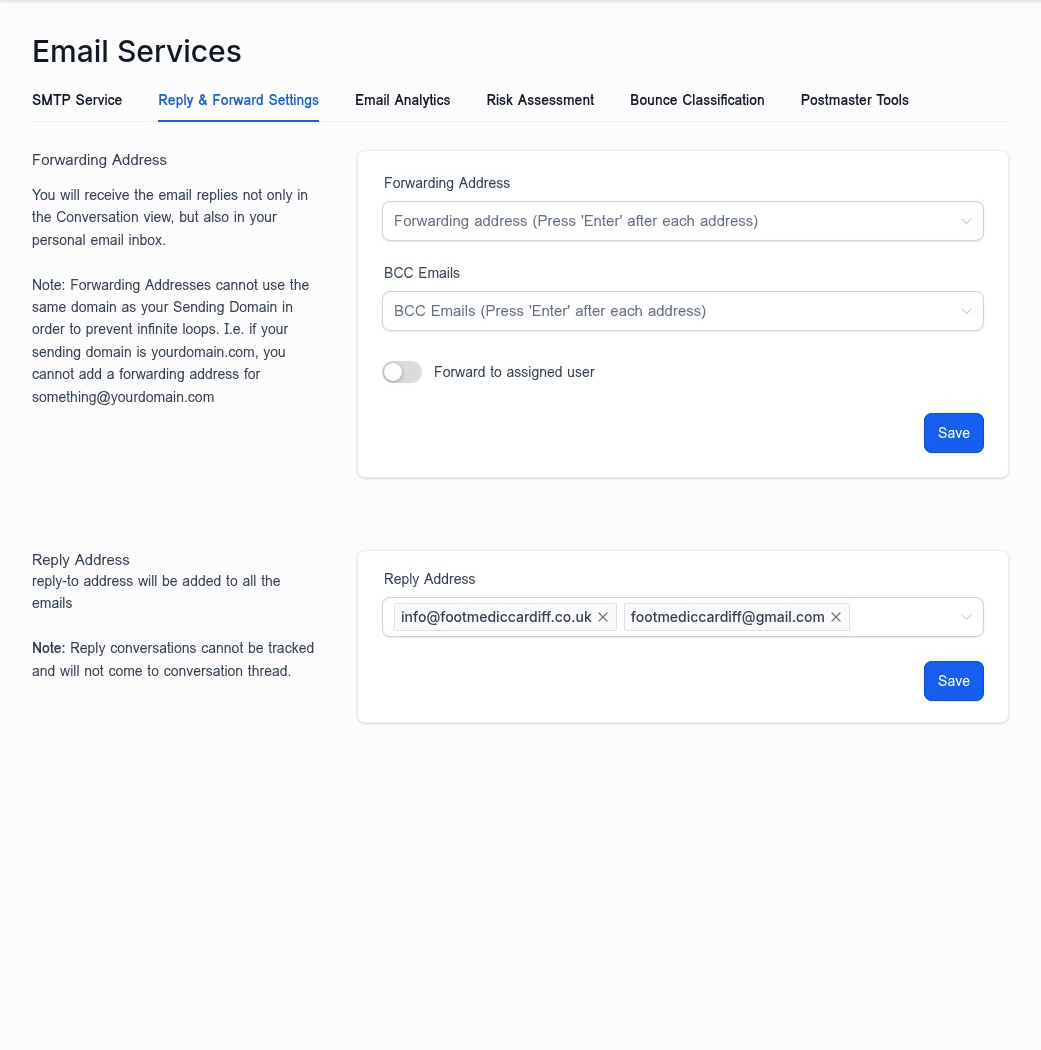 Reply and Forward Settings